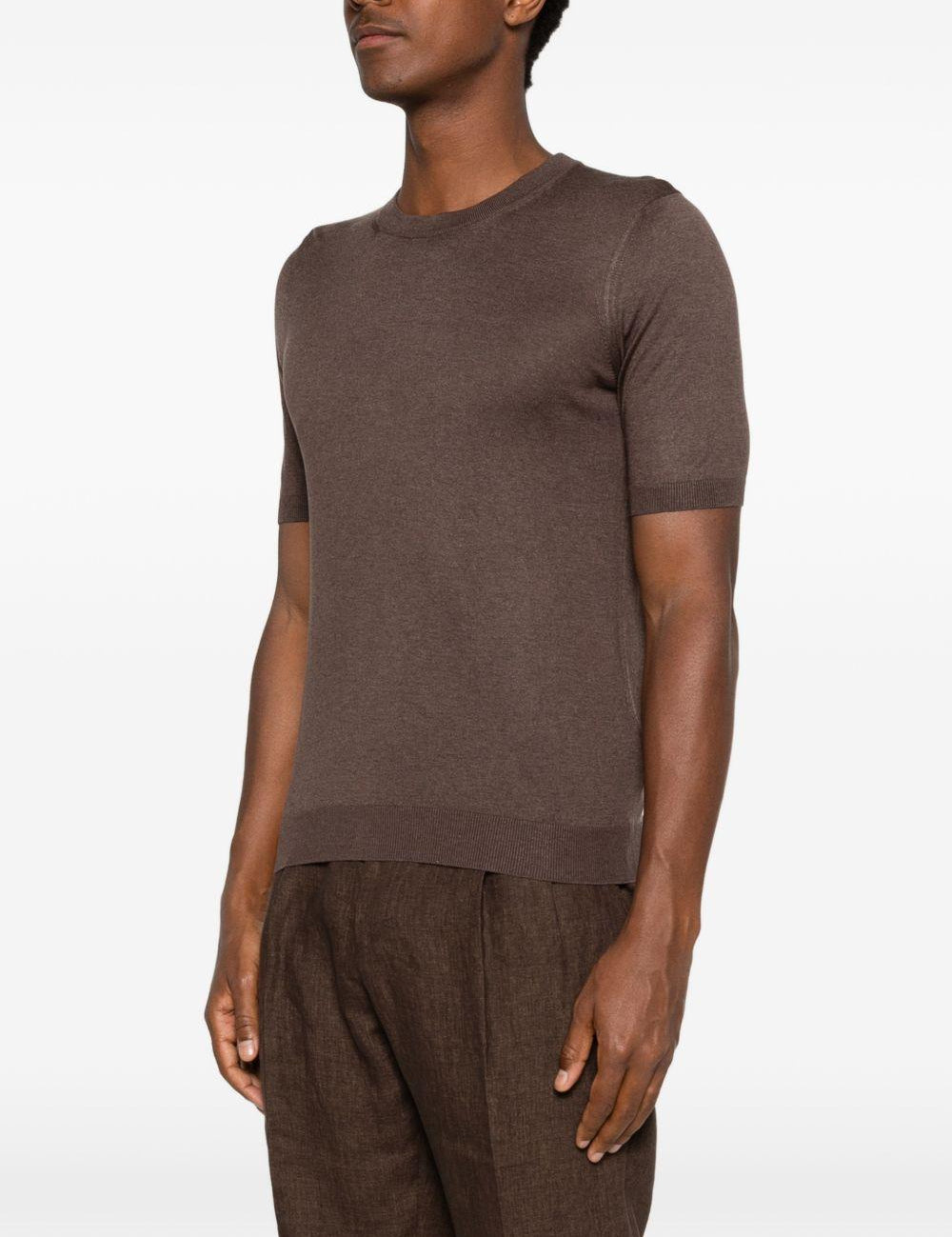T-shirt a maniche corte in marrone Tagliatore - uomo 