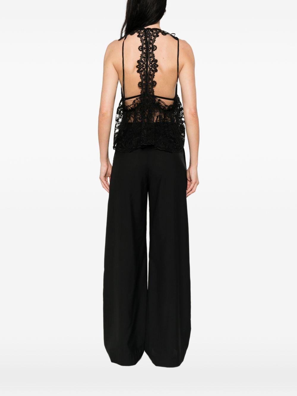 Top in pizzo con motivo floreale in nero Maurizio - donna 