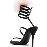 Sandali con applicazioni a fiore in nero - donna 