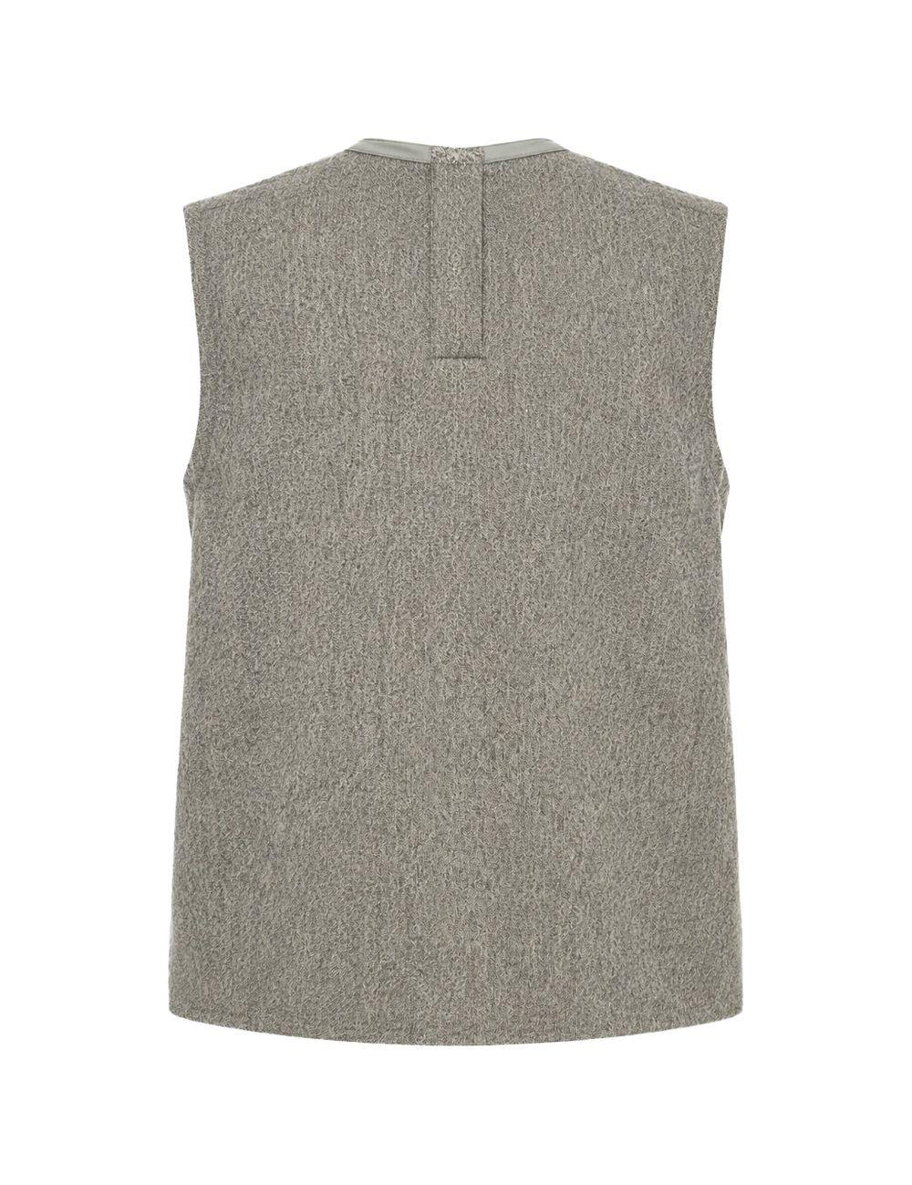 Top drappeggiato in jersey in grigio 