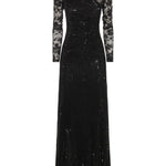 Abito lungo con strass a maniche lunghe in nero Self-portrait - donna 