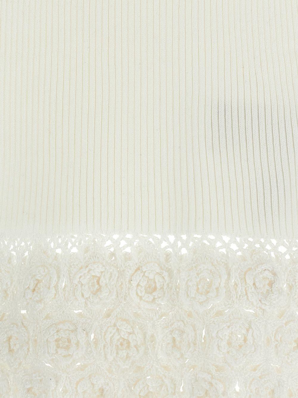 Top con scollo a V e dettaglio all'uncinetto in bianco Ganni - donna 