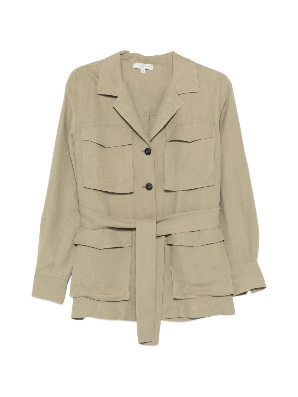 Giacca con cintura e bottoni in verde Antonelli - donna 