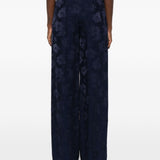 Pantaloni floreali jacquard in blu Forte forte - donna 