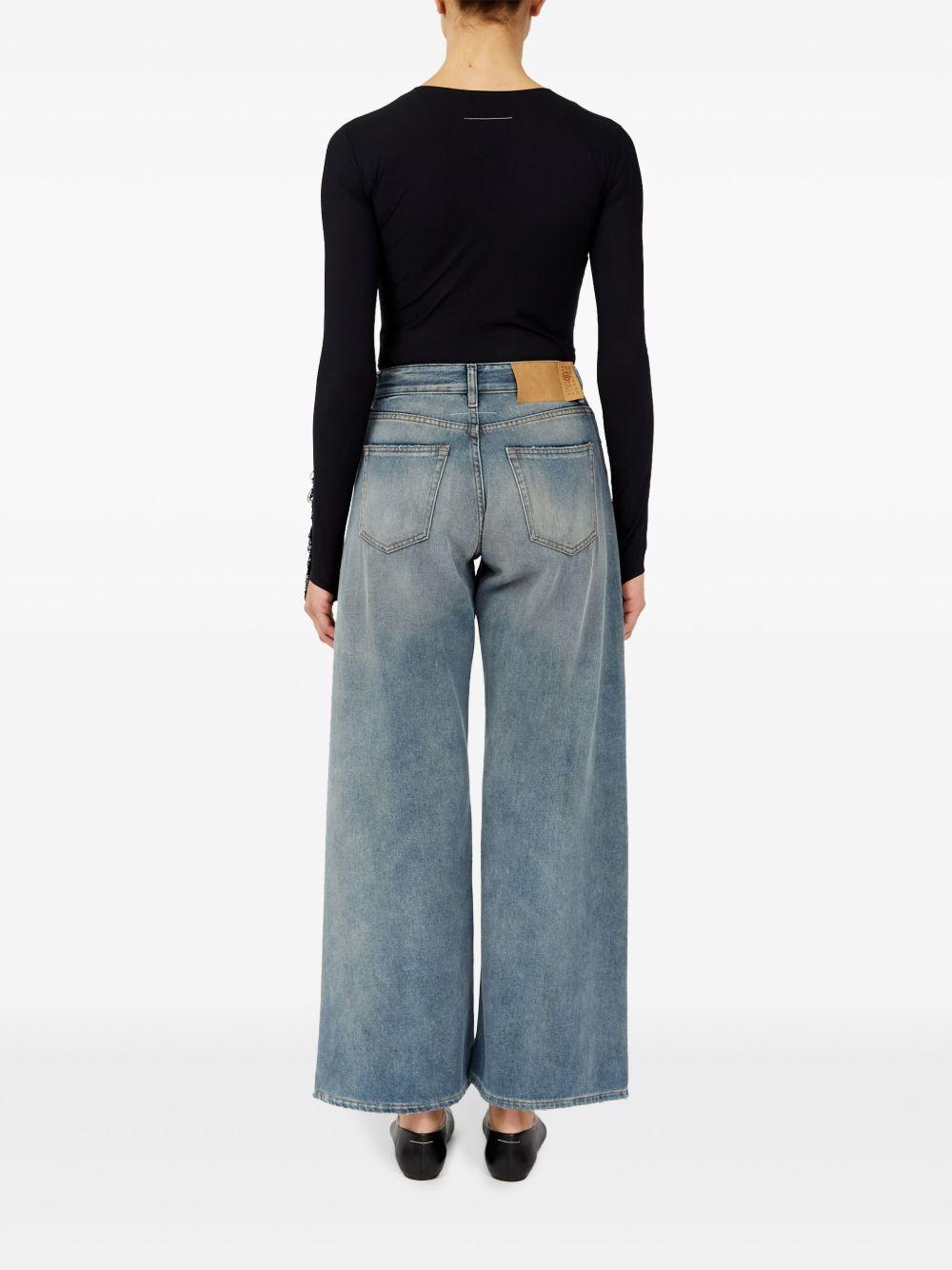 Jeans a gamba ampia con effetto vissuto in blu Mm6 maison margiela - donna 