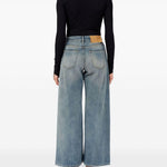 Jeans a gamba ampia con effetto vissuto in blu Mm6 maison margiela - donna 