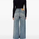 Jeans a gamba ampia con effetto vissuto in blu Mm6 maison margiela - donna 