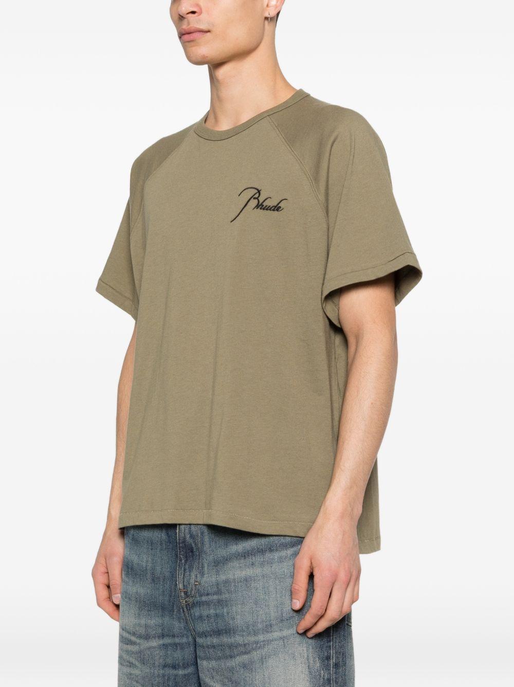 T-shirt a maniche corte in verde Rhude - uomo 