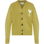 Cardigan ricamato in verde Ami paris - uomo 