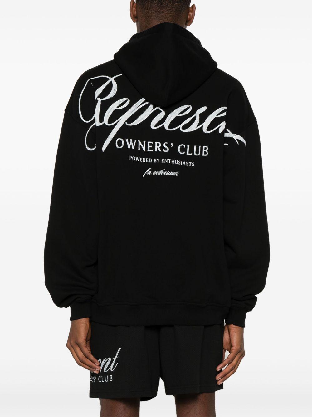 Felpa Owners Club Script con cappuccio in nero Represent - uomo 