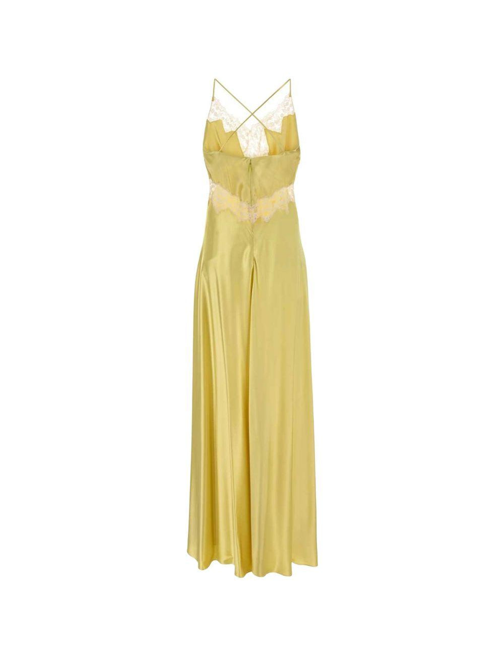 Abito lungo con orlo in pizzo giallo Alberta Ferretti - donna 