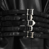 Giacca in pelle con fibbie in nero Undercover - donna 