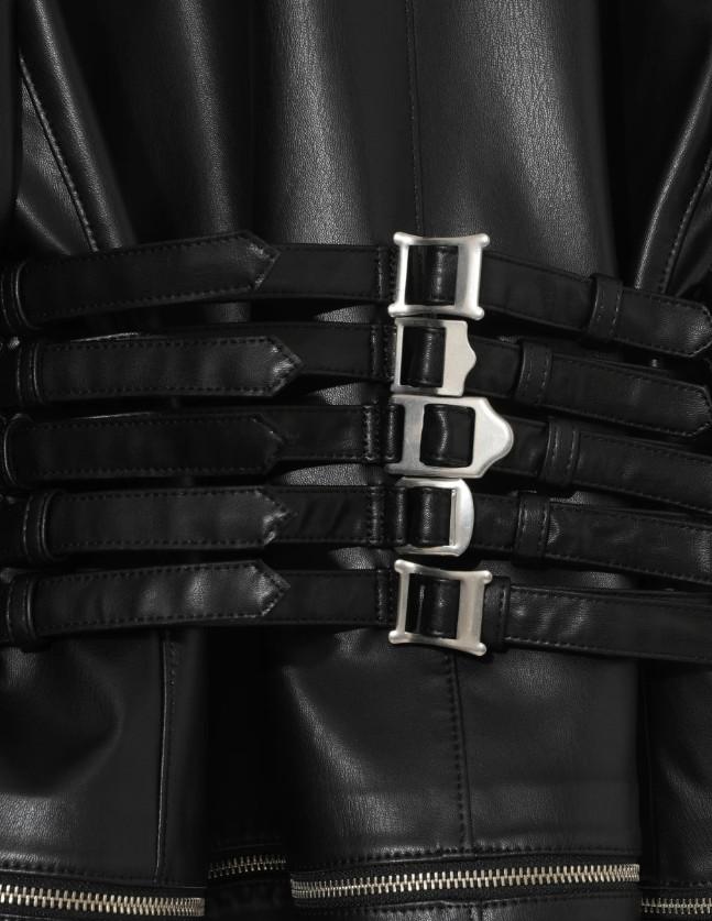 Giacca in pelle con fibbie in nero Undercover - donna 