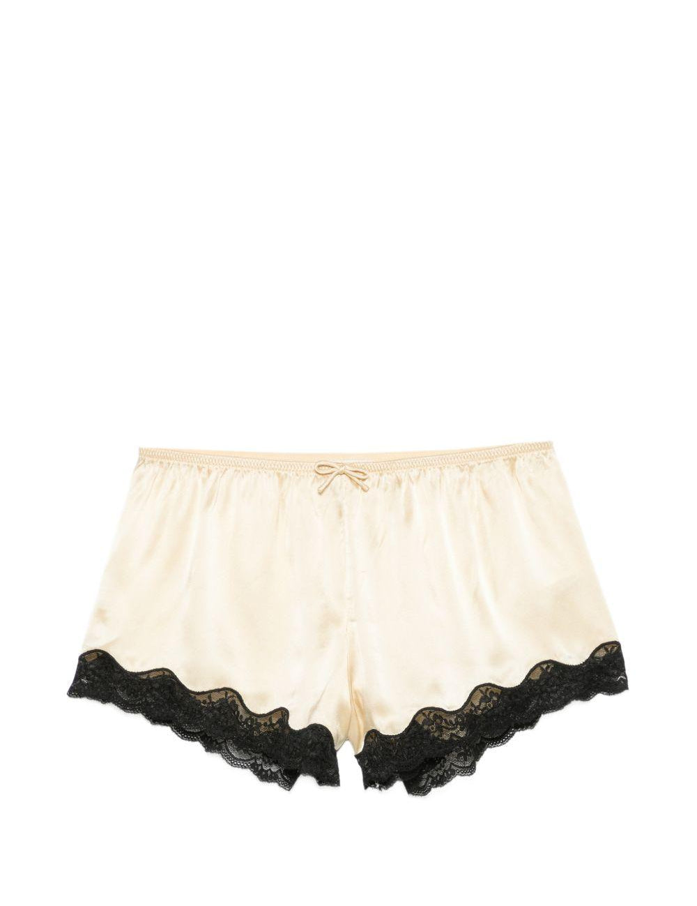 Pantaloncini con bordo in pizzo e fiocco decorativo in beige Rotate x love stories - donna 