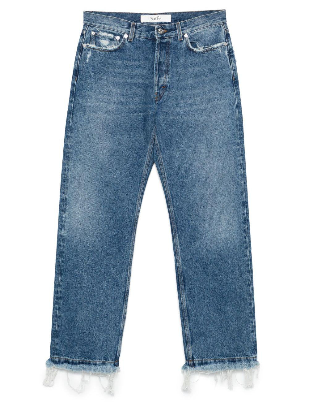Jeans con frange in blu Sefr - uomo 