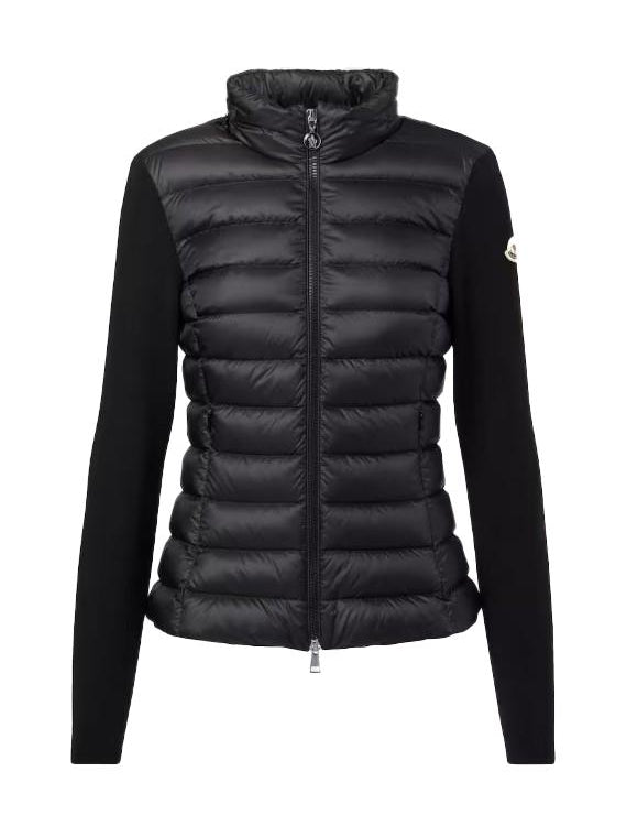 Giacca imbottita con maniche in maglia in nero Moncler - donna 