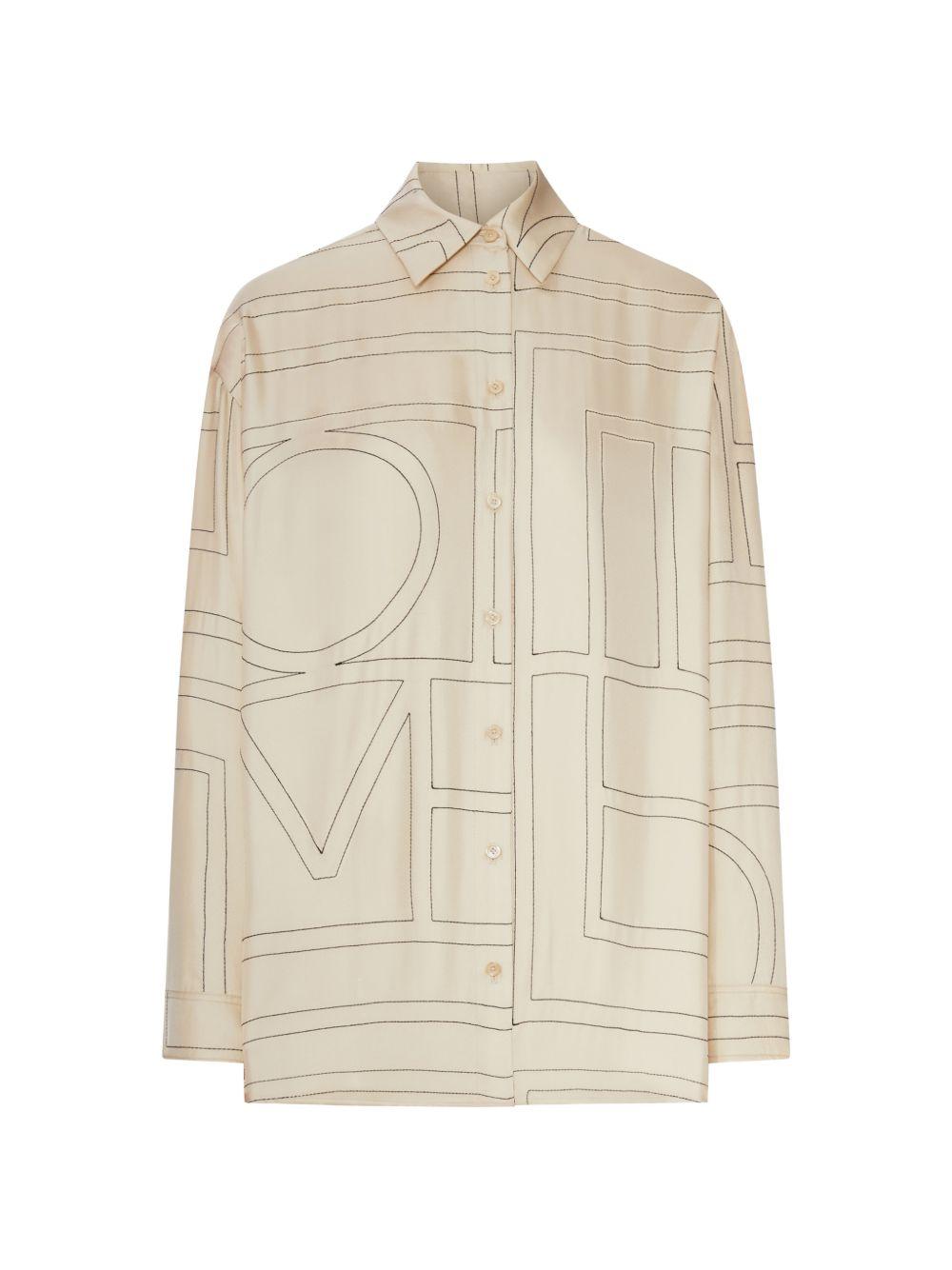 Camicia con monogramma in beige 