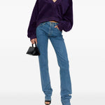 Felpa con scollo a V in viola The attico - donna 