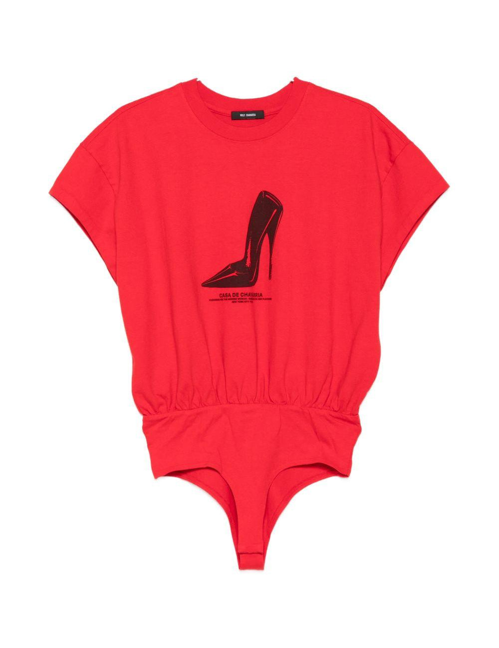 Body con stampa logo in rosso Willy chavarria - donna 