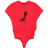 Body con stampa logo in rosso Willy chavarria - donna 