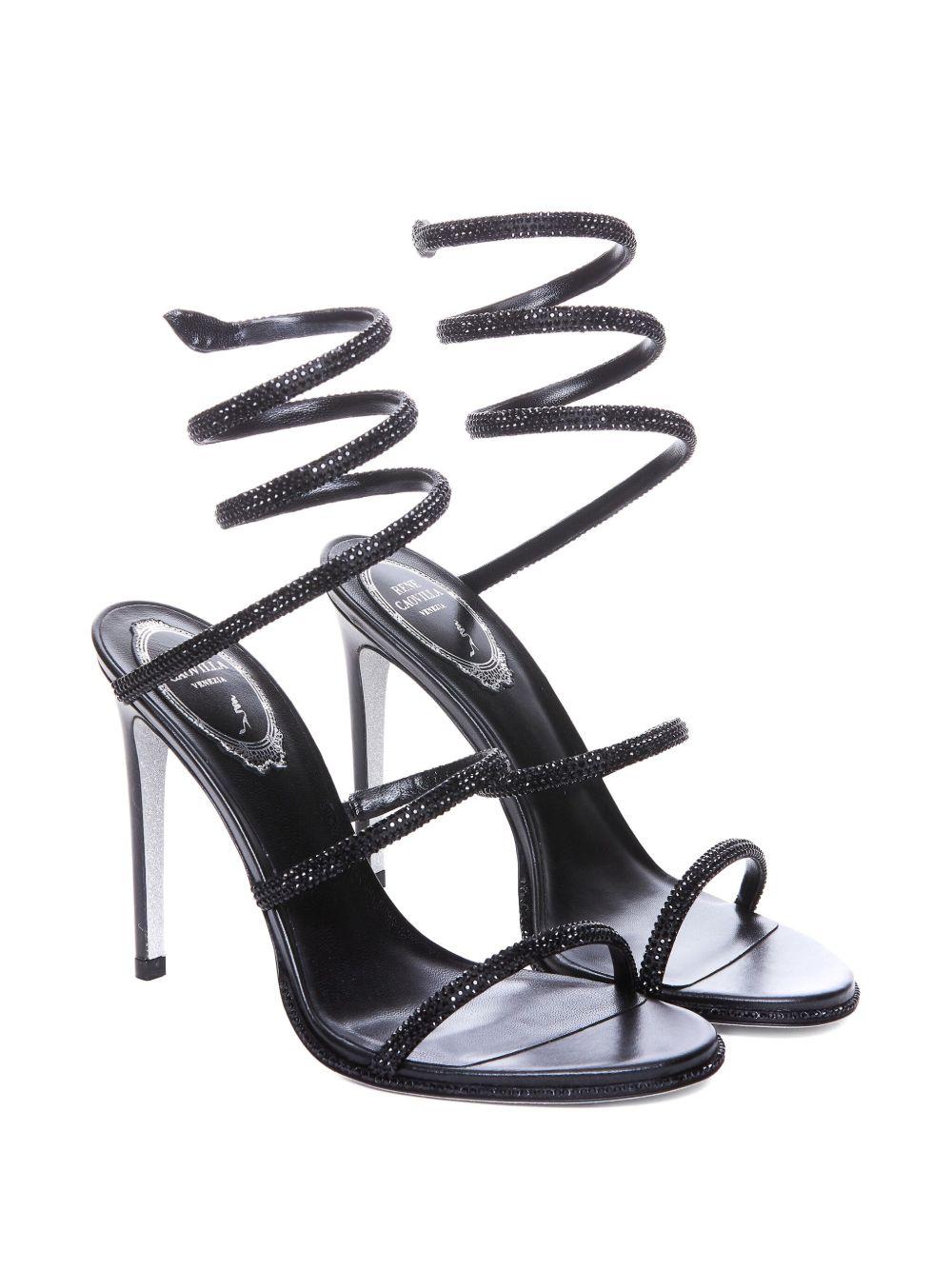 Sandali cleo con cristalli in nero Rene caovilla - donna 