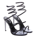 Sandali cleo con cristalli in nero Rene caovilla - donna 