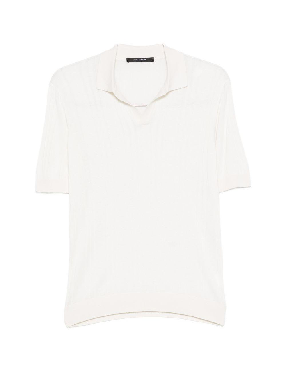 Polo con scollo a V keith in bianco Tagliatore - uomo 