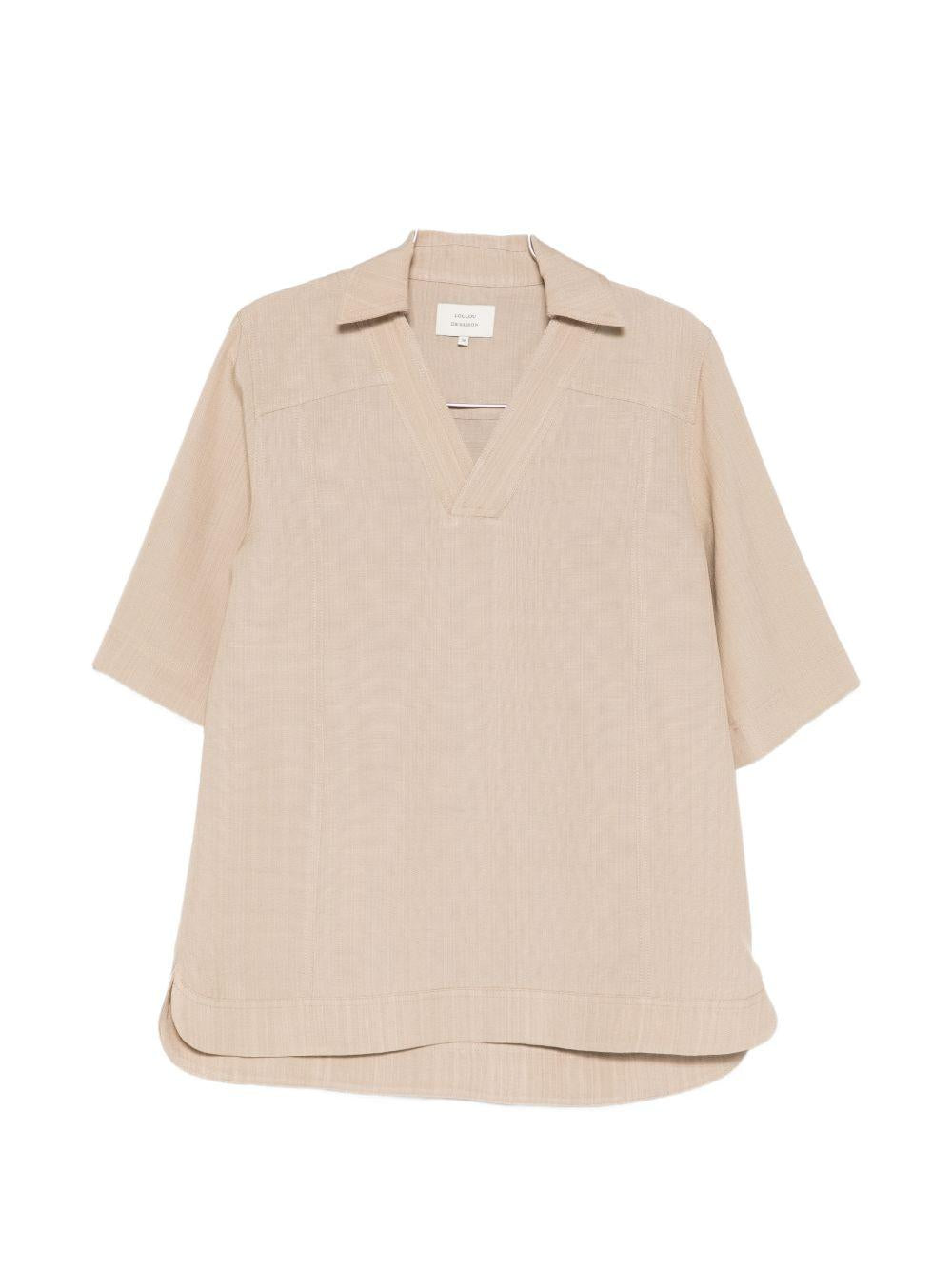 T-shirt con scollo a v ermo in beige Loulou de saison - donna 