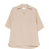 T-shirt con scollo a v ermo in beige Loulou de saison - donna 