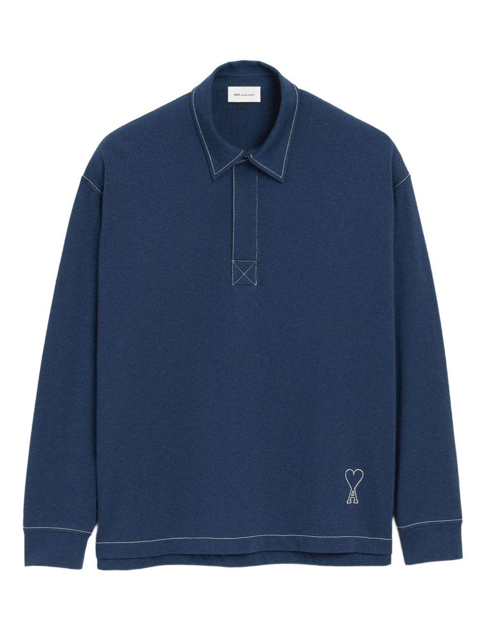 Polo Ami de Coeur con logo in blu Ami paris - uomo 