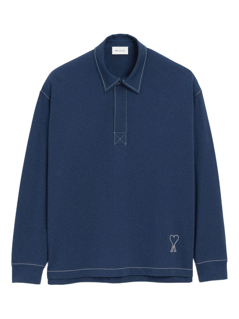 Polo Ami de Coeur con logo in blu Ami paris - uomo 