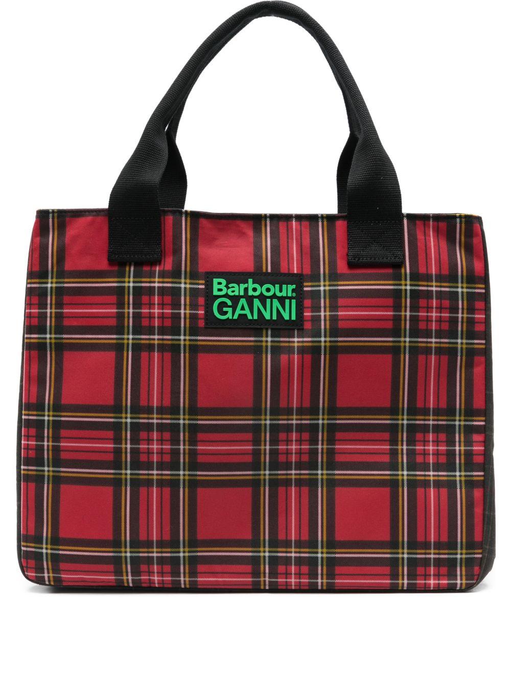 Borsa a quadri in rosso e nero 