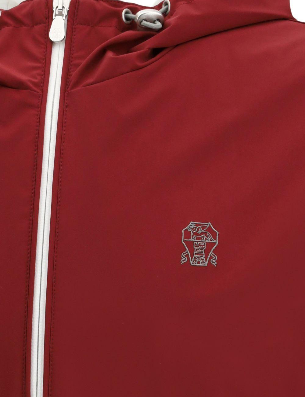 Giacca con cappuccio e zip in rosso Brunello cucinelli - uomo 