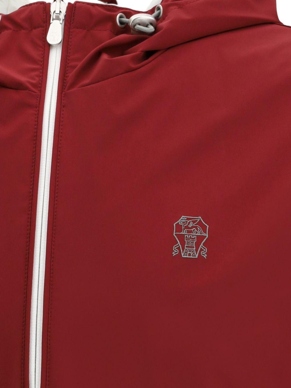 Giacca con cappuccio e zip in rosso Brunello cucinelli - uomo 