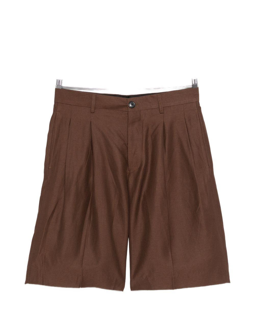 Pantaloncini con pieghe in marrone Laneus - uomo 