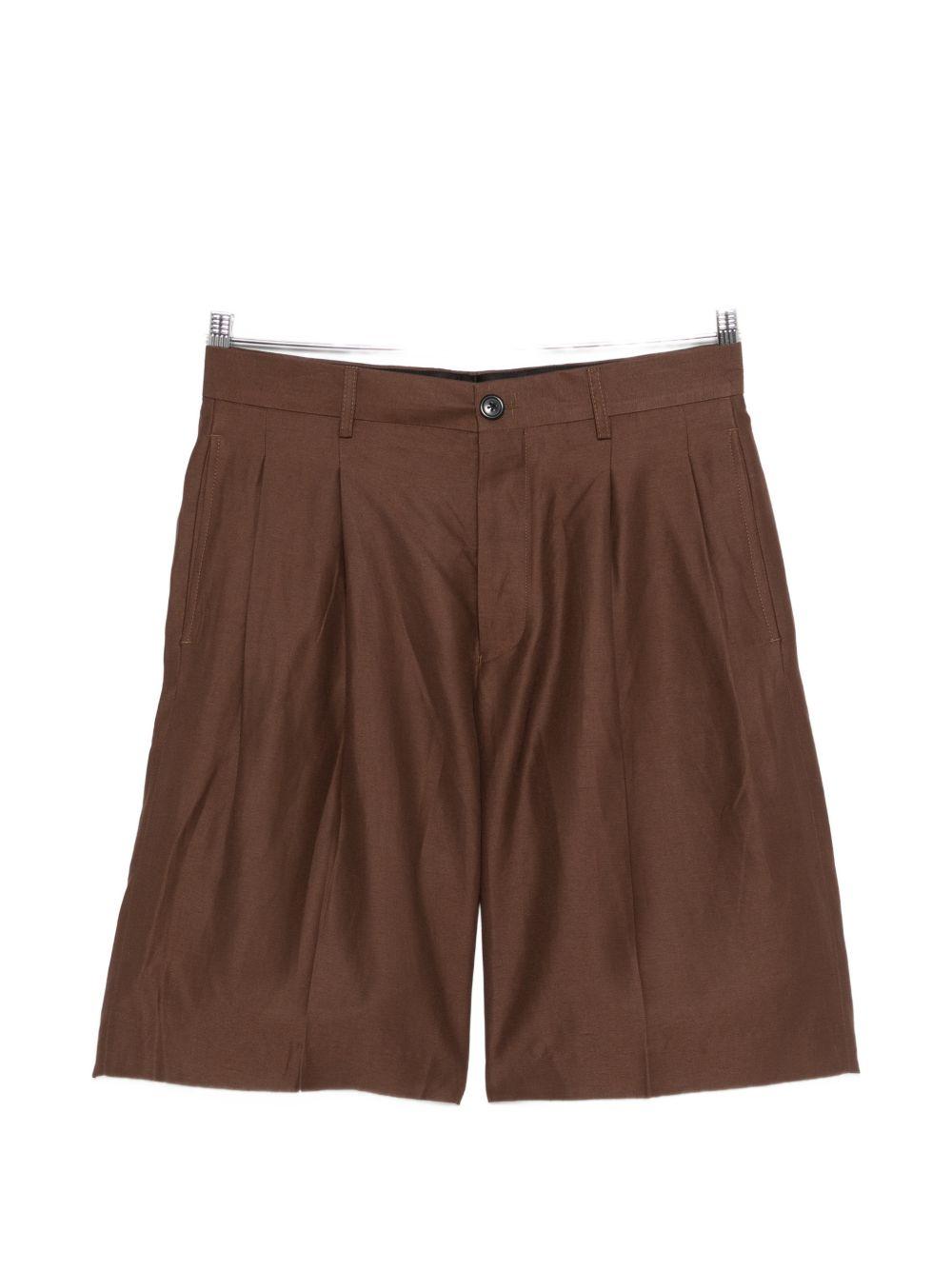 Pantaloncini con pieghe in marrone Laneus - uomo 