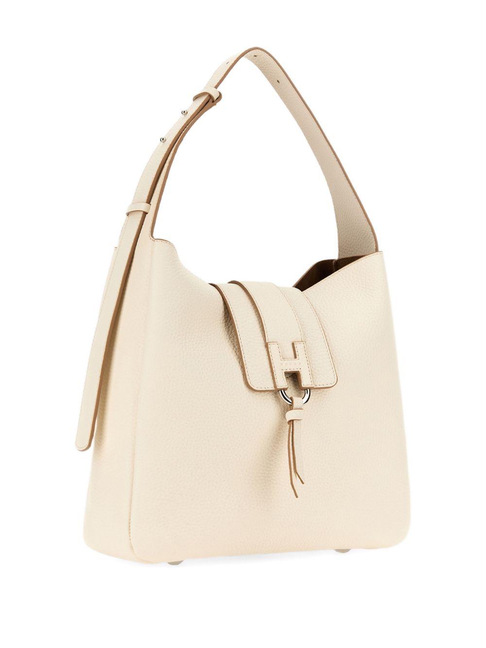 Borsa a spalla con fibbia H in avorio Hogan - donna 