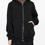 Felpa con cappuccio e zip in nero Rick owens drkshdw - uomo 