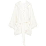 Cappotto con frange e cintura in bianco Batakovic - donna 