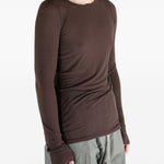 T-shirt a maniche lunghe a costine in marrone Rick owens - uomo 