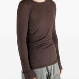 T-shirt a maniche lunghe a costine in marrone Rick owens - uomo 