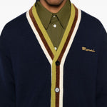 Cardigan a righe con ricamo in blu Marni - uomo 