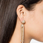 Orecchini pendenti decorati con cristalli in oro Self-portrait - donna 