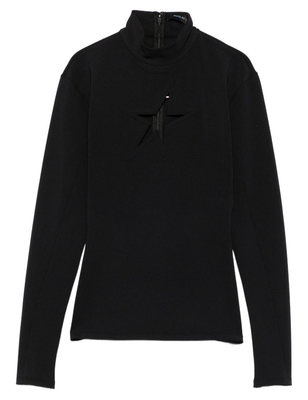 Top a collo alto con stella in nero Mugler - donna 