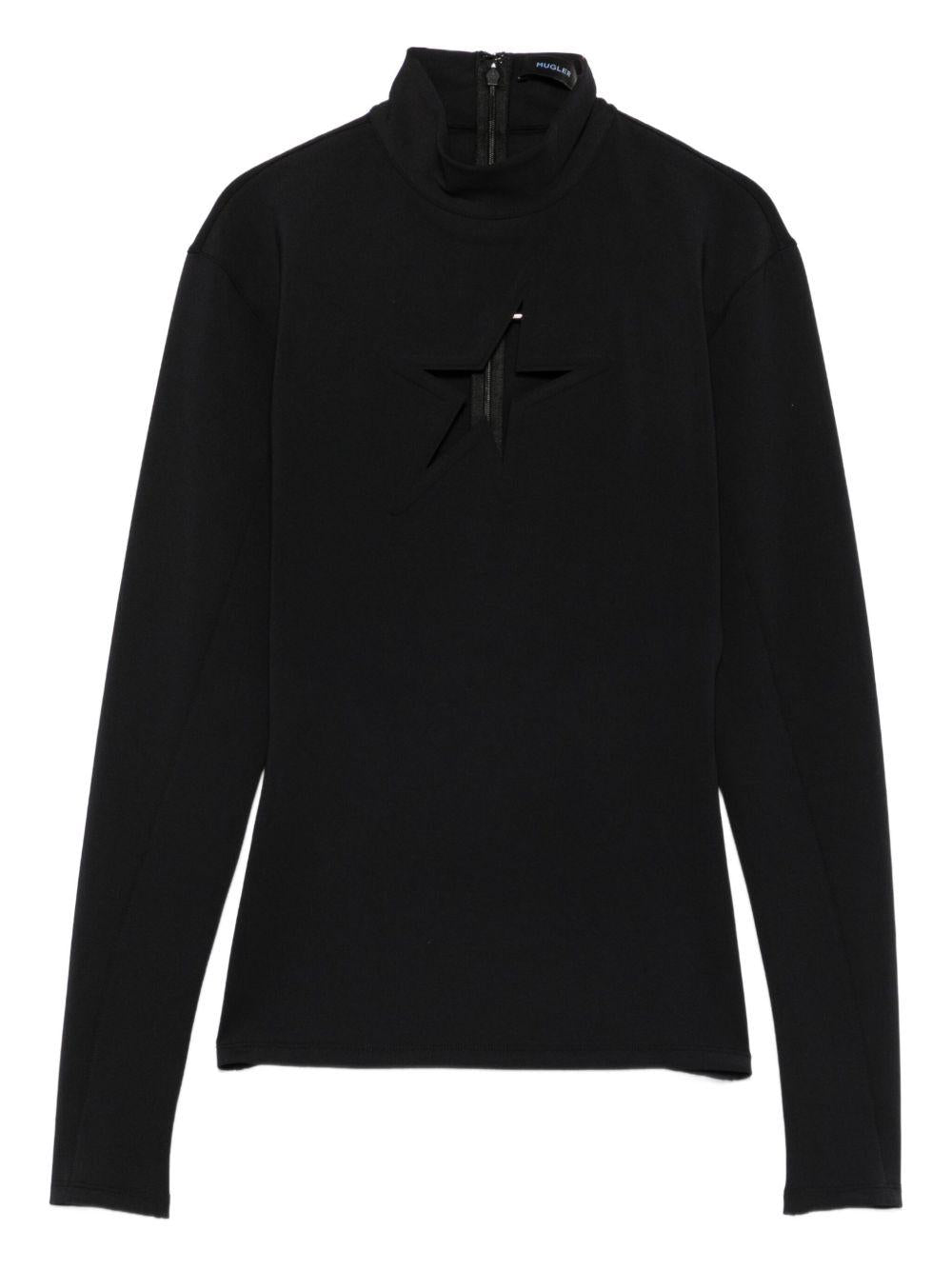 Top a collo alto con stella in nero Mugler - donna 