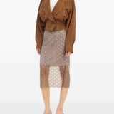 Gonna midi con paillettes in oro ROTATE - donna 