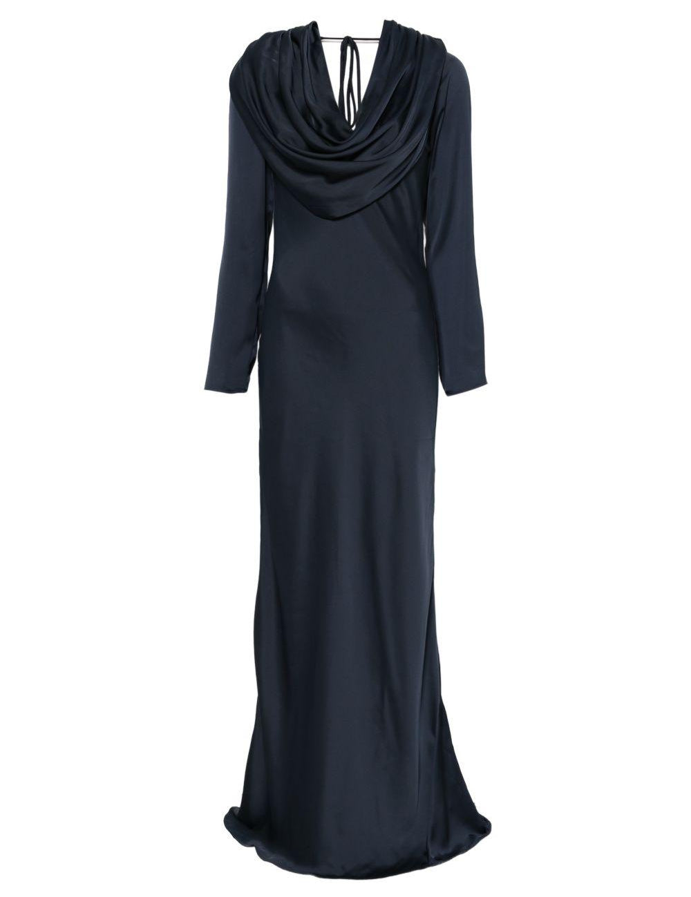 Abito lungo con scollo a scialle in blu Rotate - donna 