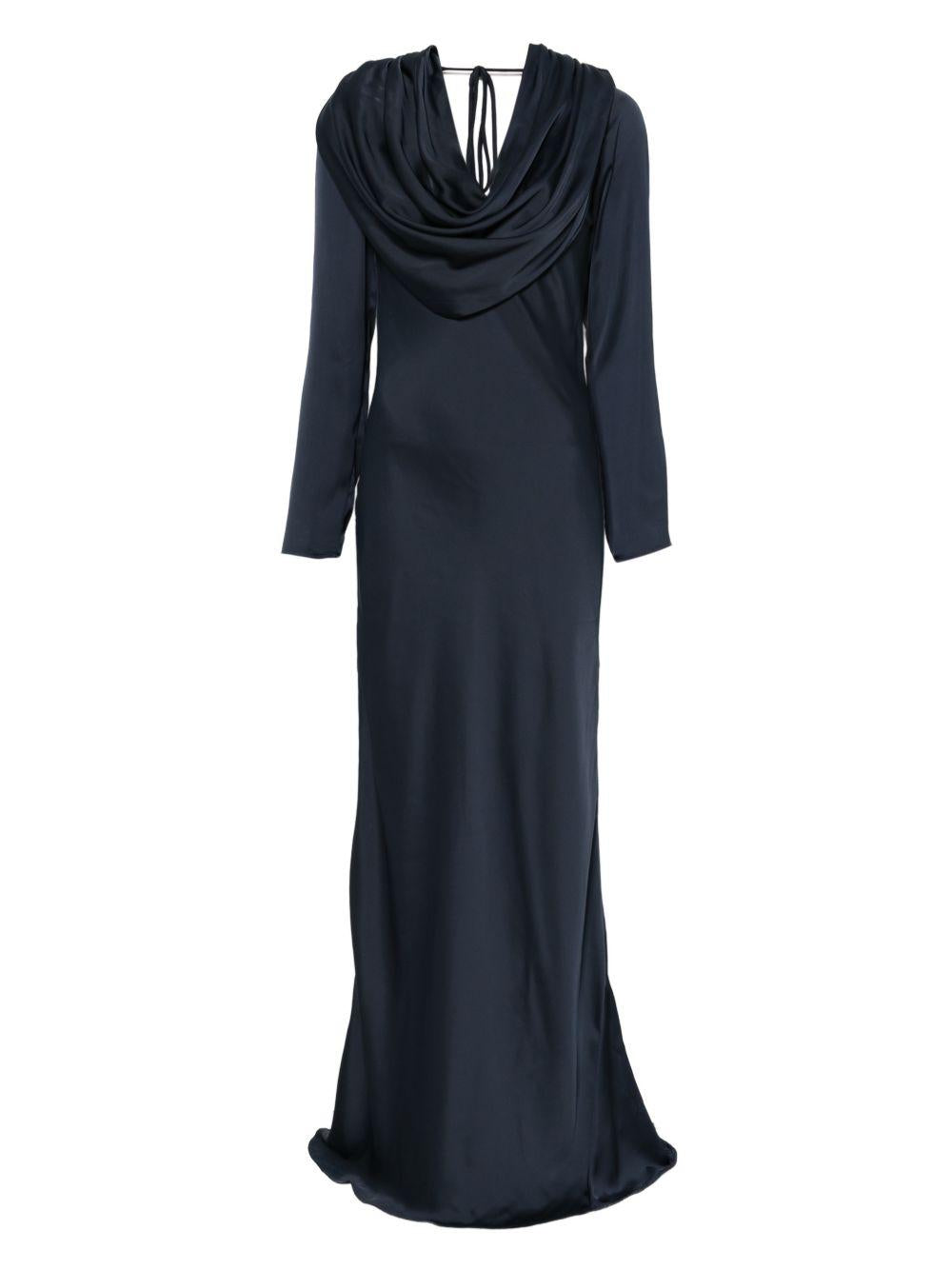Abito lungo con scollo a scialle in blu Rotate - donna 