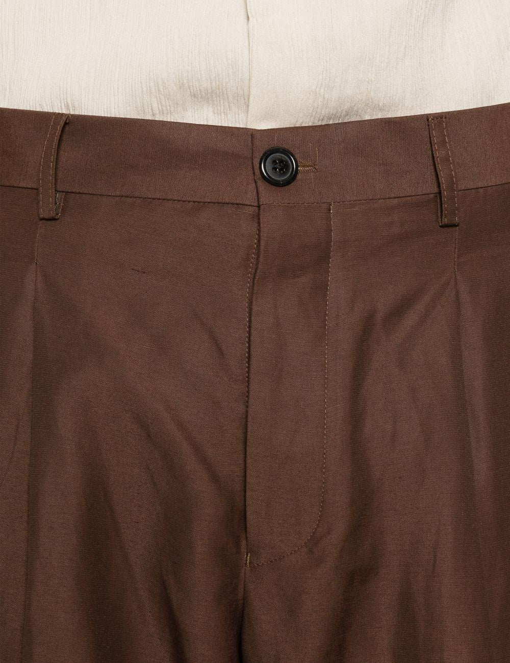 Pantaloncini con pieghe in marrone Laneus - uomo 