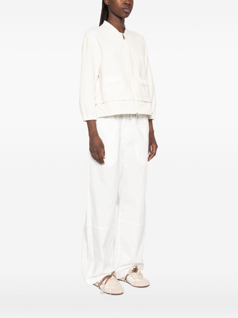 Giacca con zip boucle in avorio Moncler - donna 